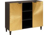 Syfax™ Mobile Laterale Con Lo Scaffale Nero E Oro 90 X 33,5 X 75 Cm