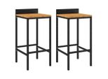 Syfax™ Sgabelli Da Bar 2Pz Neri Polyrattan E Legno Massello Di Acacia