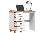 Syfax™ Scrivania Askim Bianco 95 X 40 X 75 Cm Pino Massello