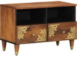 Syfax™ Mobile Tv Marrone Miele 70 X 33 X 46 Cm Legno Di Mango Massello