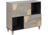 Syfax™ Credenza Grigio E Oro 80 X 33 X 75 Cm Legno Di Mango Massello