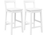 Syfax™ Sgabelli Da Bar 2 Pz Bianchi In Legno Massello Di Hevea