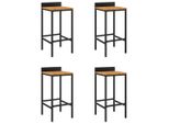 Syfax™ Sgabelli Da Bar 4Pz Neri Polyrattan E Legno Massello Di Acacia