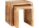 Syfax™ Tavoli Da Annidamento 2 Pcs Marrone Legno Di Mango Massello
