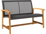 Syfax™ Panca Da Giardino Nera 112 Cm In Polyrattan E Legno Di Acacia