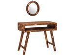 Syfax™ Tavolo Da Trucco Con Specchio Marrone Legno Recuperato Massello