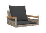 Syfax™ Panchina Dondolo Con Cuscini Grigia 63X62X40 Cm In Polyrattan