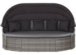 Syfax™ Lettino Prendisole Con Baldacchino In Polyrattan Grigio