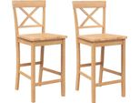 Syfax™ Sgabelli Da Bar 2 Pz Naturale Legno Massello Di Hevea