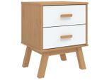 Syfax™ Comodino Olden Bianco E Marrone In Legno Massello Di Pino
