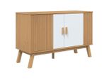 Syfax™ Credenza Olden Bianca E Marrone 114X43X73,5 Cm Massello Di Pino