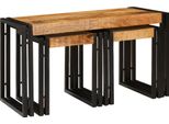 Syfax™ Tavolo Nesting 3 Pcs Legno Di Mango Massello E Metallo
