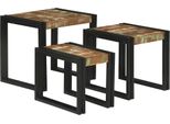 Syfax™ Tavolo Nesting 3 Pcs Legno Riciclato Massello E Metallo