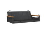 Syfax™ Panchina Dondolo Nera 109X62X40 Cm In Polyrattan