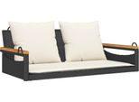 Syfax™ Panchina A Dondolo Con Cuscini Nera 109X62X40 Cm In Polyrattan