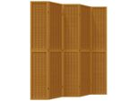 Syfax™ Divisorio Ambienti 5 Pannelli Marrone Legno Massello Paulownia