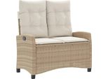 Syfax™ Panca Reclinabile Da Giardino Con Cuscini Beige In Polyrattan