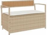 Syfax™ Panca Portaoggetti Da Giardino Con Cuscino Beige In Polyrattan