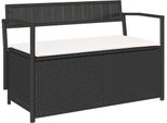 Syfax™ Panca Portaoggetti Da Giardino Con Cuscino In Polyrattan Nero