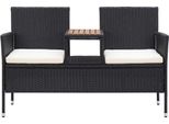 Syfax™ Panca Da Giardino A 2 Posti Con Tavolino 143 Cm Polyrattan Nero