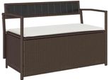 Syfax™ Panca Portaoggetti Da Giardino Con Cuscino Marrone Polyrattan