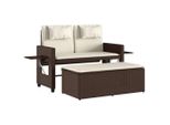 Syfax™ Panca Reclinabile Da Giardino Con Cuscini Marrone In Polyrattan