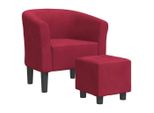 Syfax™ Poltrona Cabriolet Con Poggiapiedi Rosso Vino In Velluto