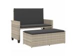 Syfax™ Panca Giardino Cuscini E Poggiapiedi Grigio Chiaro Polyrattan
