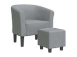 Syfax™ Poltrona Cabriolet Con Poggiapiedi Grigio Chiaro In Tessuto