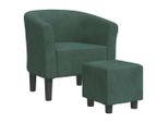 Syfax™ Poltrona Cabriolet Con Poggiapiedi Verde Scuro In Velluto
