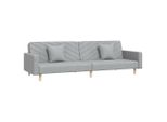 Syfax™ Divano Letto A 2 Posti Con 2 Cuscini Grigio Chiaro In Tessuto