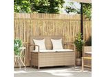 Syfax™ Panca Portaoggetti Da Giardino Con Cuscino Beige In Polyrattan