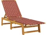 Syfax™ Lettino Prendisole Rosso In Legno Massello Di Acacia E Tessuto