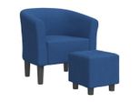 Syfax™ Poltrona Cabriolet Con Poggiapiedi Blu In Tessuto