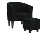 Syfax™ Poltrona Cabriolet Con Poggiapiedi Nera In Velluto