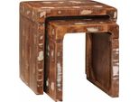 Syfax™ Tavoli Da Annidamento 2 Pcs Marrone Legno Recuperato Massello