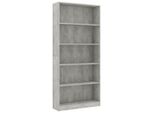 Syfax™ Libreria 5 Ripiani Grigio Cemento 80X24X175Cm Legno Multistrato