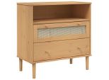 Syfax™ Credenza Senja Aspetto Rattan Marrone 80X40X80 Cm Massello Pino