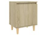 Syfax™ Comodino Con Gambe In Legno Massello Rovere Sonoma 40X35X50Cm