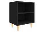 Syfax™ Comodino Con Gambe In Legno Massello Nero 40X30X50 Cm