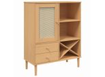 Syfax™ Credenza Senja Aspetto Rattan Marrone 90X40X112Cm Massello Pino
