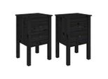 Syfax™ Comodini 2 Pz Nera 40X35X61,5 Cm In Legno Massello Di Pino