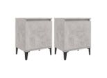 Syfax™ Comodini Con Gambe In Metallo Grigio Cemento 40X30X50 Cm