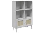 Syfax™ Credenza Senja Aspetto Rattan Bianco 90X35X130 Cm Massello Pino
