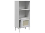 Syfax™ Credenza Senja Aspetto Rattan Bianco 60X35X130 Cm Massello Pino
