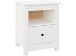 Syfax™ Comodino Bianco 40X35X49 Cm In Legno Massello Di Pino
