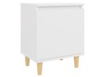 Syfax™ Comodino Con Gambe In Legno Massello Bianco 40X30X50 Cm