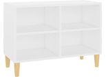Syfax™ Mobile Tv Con Gambe In Legno Massello Bianco 69,5X30X50 Cm