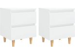 Syfax™ Comodini Con Gambe Legno Pino 2Pz Bianco Lucido 40X35X50 Cm