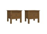 Syfax™ Tavolini 2 Pz Ambrati 40X40X39 Cm Legno Massello Di Pino